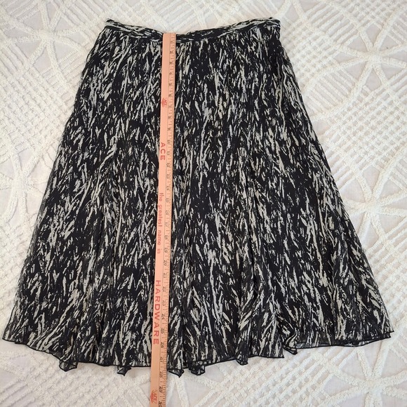Coldwater Creek Womens Medium Black White Abstract Print Chiffon Midi Skirt - Picture 2 of 7
